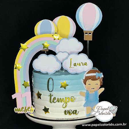 Topo de Bolo: O Tempo voa menina em Camadas