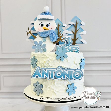 Topo de Bolo: Inverno - Boneco de Neve menino