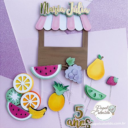 Topo de Bolo: Banca de Frutas em camadas