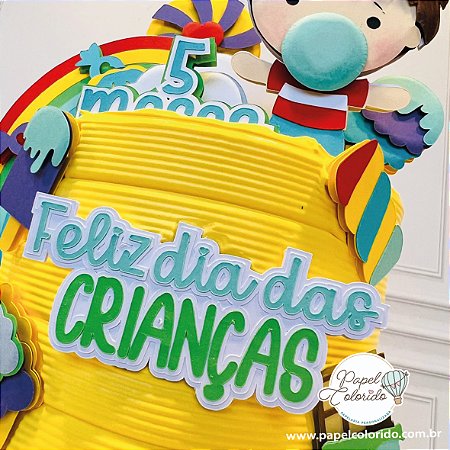Topo de Bolo: Dia das crianças menino - Papel Colorido