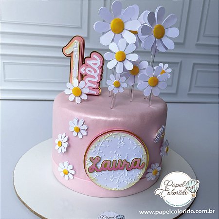 Topo de Bolo: Margaridas 3D menina
