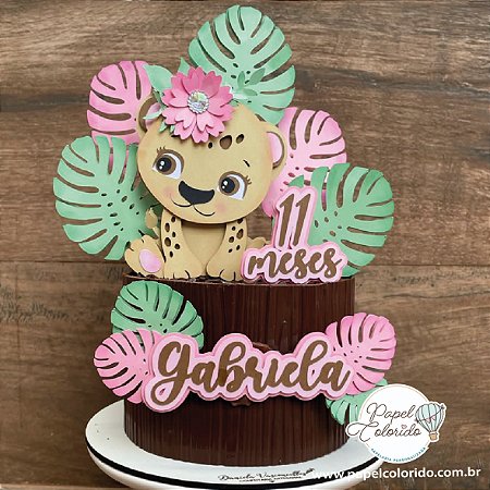 Topo de Bolo: Safari Oncinha menina em Camadas