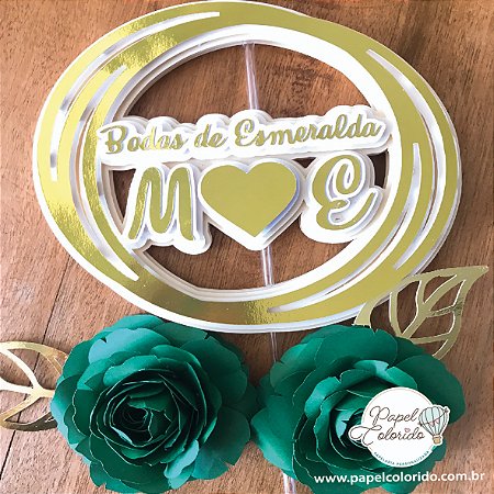 Topo de Bolo: Bodas de Esmeralda (40 Anos de Casamento)