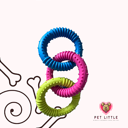 Brinquedo Mordedor argola Borracha Tripla para Cães