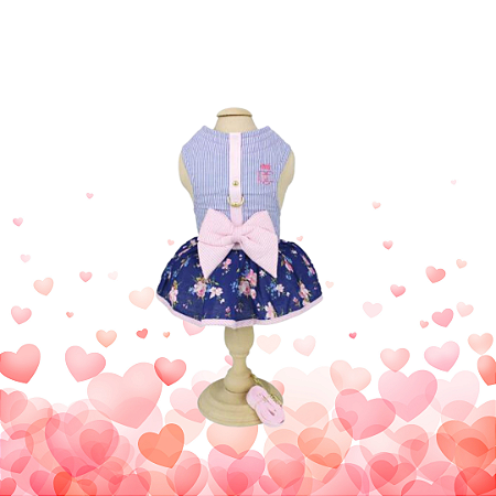 VESTIDO LAÇO E GUIA DOCE FLOR MARINHO - PATA CHIC