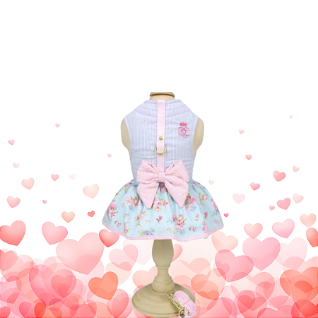 VESTIDO LAÇO E GUIA DOCE FLOR AZUL PATA CHIC