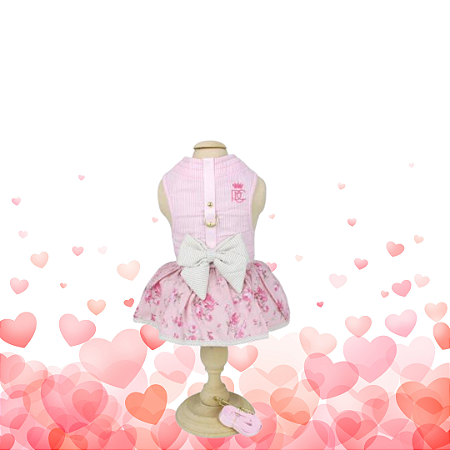 VESTIDO LAÇO E GUIA DOCE FLOR ROSA - PATA CHIC