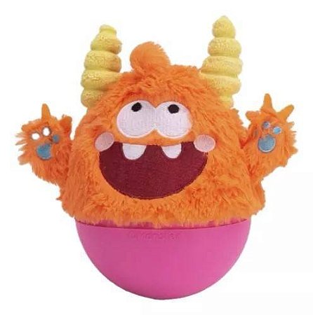 QMONSTER Little Monster João Bobo – Laranja | Brinquedo Interativo para Cães Pequenos