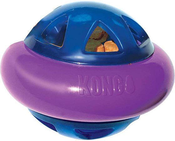 Brinquedo Interativo para Cachorro KONG Ball Bola Porta Petisco com Apito – Estímulo Mental e Diversão Inteligente