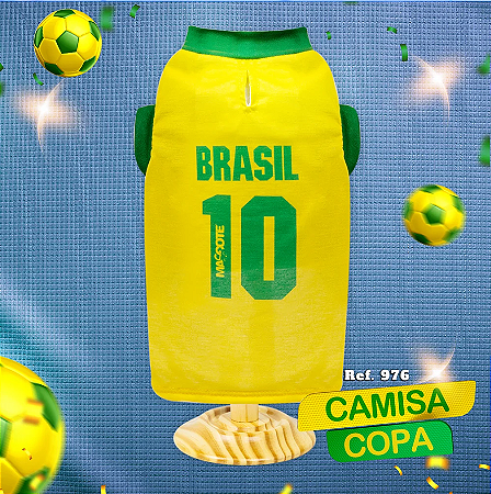 Camiseta Copa Brasil Nº 10 para Cachorro com Passa Guia - Mascote Pet