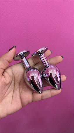 Plug Anal Médio Em Aço Com Pedra