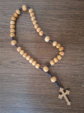 Rosário Anglicano em estilo franciscano, contas redondas médias madeira