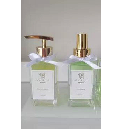 Kit Lavabo Artesanal Sabonete Liquido + Home Spray Bambu Gold Vidro Luxo 120ml