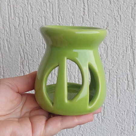 Difusor Rechaud/rechô Cerâmica Lua P/ Óleos Essenciais e Wax Melts Verde