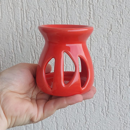 Difusor Rechaud/rechô Cerâmica Lua para Óleos Essenciais e Wax Melts Vermelho