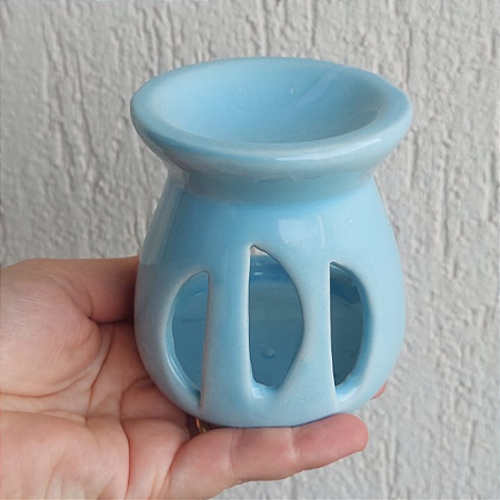 Difusor Rechaud/rechô Cerâmica Lua para Óleos Essenciais e Wax Melts Azul Bebê