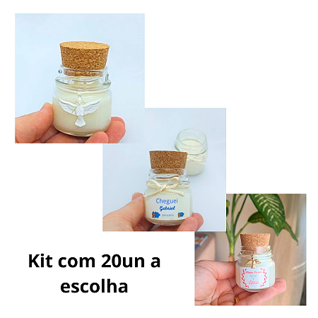 Kit com 20 Mini Vela Aromática Lembrancinhas Personalizadas 40g 100% Natural a Base de Cera de Côco