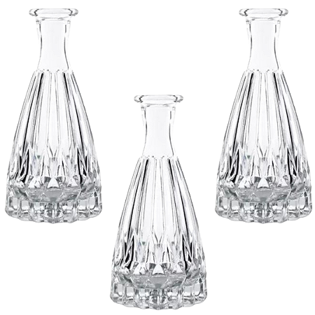 Kit 3 Vaso de Vidro Diamante 15cm Decorativo P/ Difusor de Ambientes E Arranjos De Flores