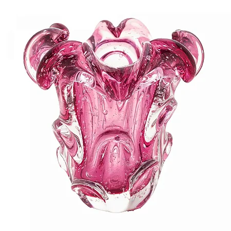Vaso de Vidro Italy Estilo Murano Rosa 15cm x 16cm 4827 - Lyor Original