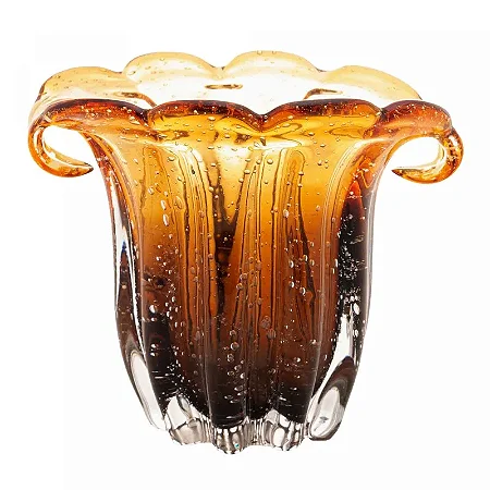 Vaso de Vidro Italy Estilo Murano Âmbar e Marrom 13,5cm x 11,5cm x 10,5cm 4849 - Lyor Original
