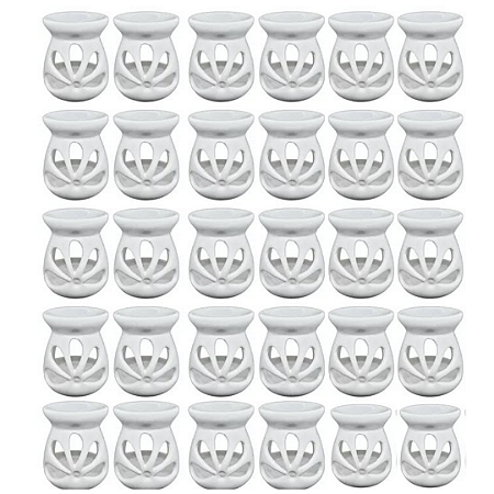 Kit 30un Difusor Rechaud/rechô Cerâmica Flor para Óleo Essencial e Wax Melts Branco