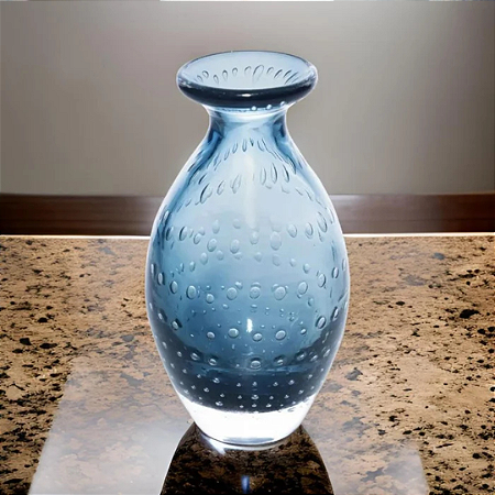 Vaso de Vidro Italy Estilo Murano Azul 20cm x 10cm 61726 - Wolff Original