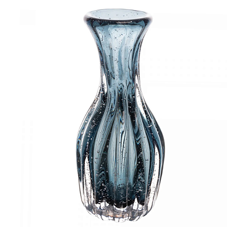 Vaso de Vidro Italy Estilo Murano Azul 20cm x 9,5cm 61715 - Wolff Original