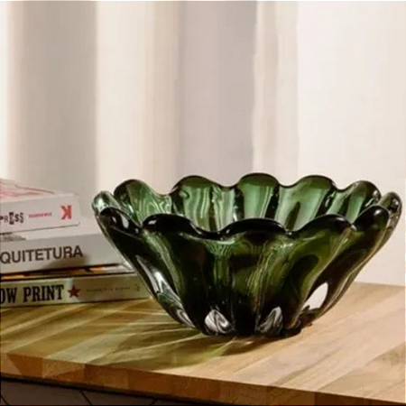 Centro De Mesa Vidro Murano Italy Verde 32cmx13 220500 Lyor