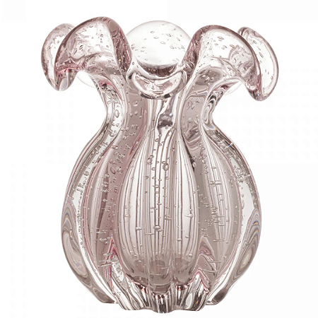 Vaso De Vidro Tipo Murano Italy Rosa Claro 17cm 29009 Wolff