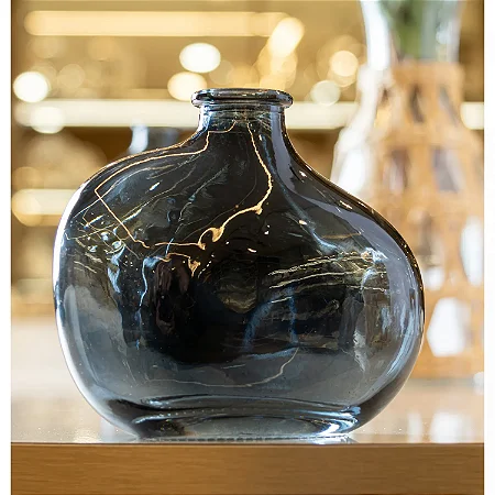 Vaso De Vidro Organics Decorativo Azul 11cm 62014 Wolff