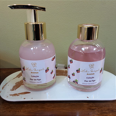 Kit Lavabo Sabonete Líquido + Aromatizador de Ambientes Linha Flor de Figo Lidi Gurgel