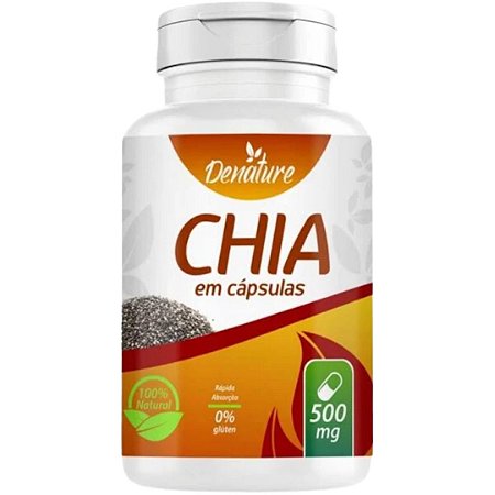 Chia 500mg 100 Cápsulas Denature Imunidade E Emagrecedor