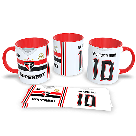 Caneca São Paulo time Brasileiro Alça E Interno vermelho