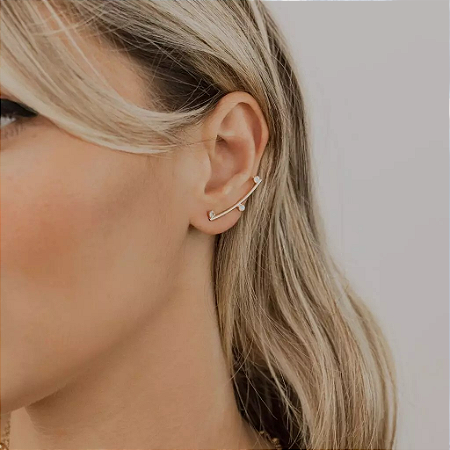 EAR CUFF ZIRCÔNIAS - DOURADO