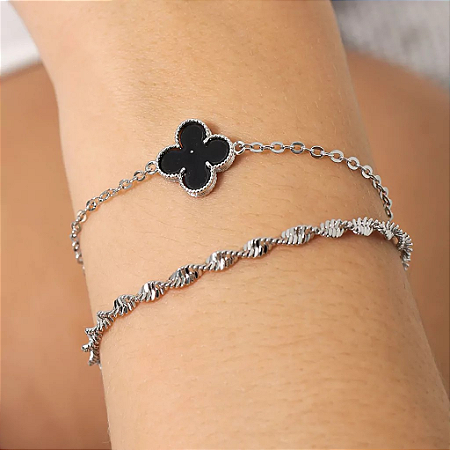 CONJUNTO TREVO VIRGINIA RÓDIO BRANCO (PEDRA PRETA)