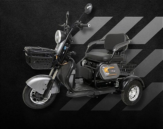 Triciclo Elétrico Zub Duos Tração Traseira cor Cinza