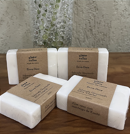 Sabonete glicerinado com aloe vera e manteiga de karité 100g musk branco