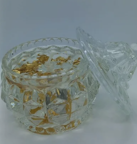 Vela aromática 100g bombonierie cera em gel com folhas de ouro  laranja lima