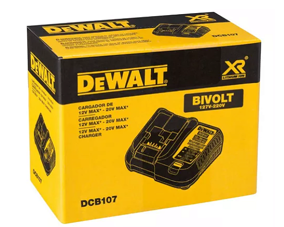 CARREGADOR 12V A 20V BIVOLT DCB107-BR DEWALT
