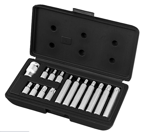 JOGO DE BITS TORX HASTE SEXTAVADO 1/2 POL CRV 15 PCS CAIXA DE PLASTICO 1131556 STELS