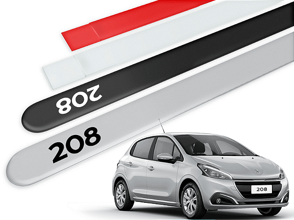 Jogo Friso Lateral Peugeot 208 13/.. Ponta Redonda com Grafia - Tiger