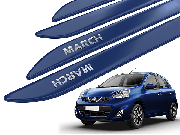 Jogo Friso Lateral Nissan March 12/.. Ponta Facão com Grafia Cromada - Tiger