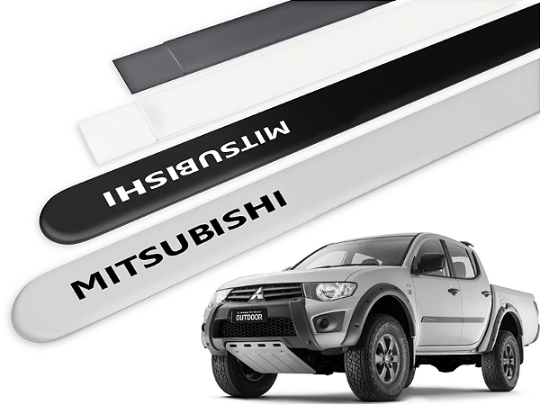 Jogo Friso Lateral Mitsubishi L200 Outdoor 17/18 Ponta Redonda com Grafia Mitsubishi - Tiger