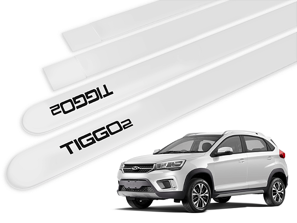 Jogo Friso Lateral Chery Tiggo 2 18/.. Ponta Redonda com Grafia - Tiger