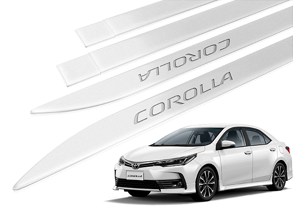 Jogo Friso Lateral Toyota Corolla 15/.. Ponta Facão Grafia Baixo Relevo - Tiger