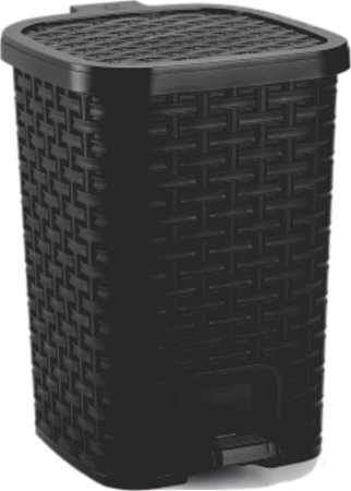 Lixeira Rattan Preta 7 Litros com Tampa Arqplast