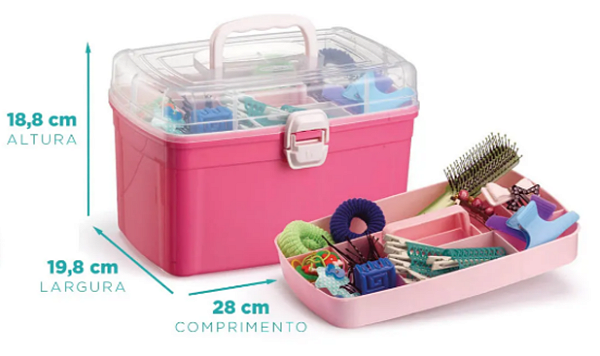 Frasqueira Grande com Bandeja Rosa 6,2 Litros Nitron