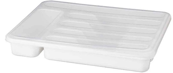 Porta Talheres com Tampa 6 Divisórias Branco Nitron
