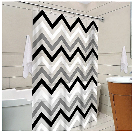 Cortina para Box com Ilhos Zig Zag Vida Pratika