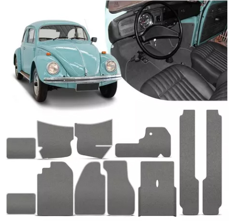 Forração Fusca Carpete Cinza Luxo Assoalho